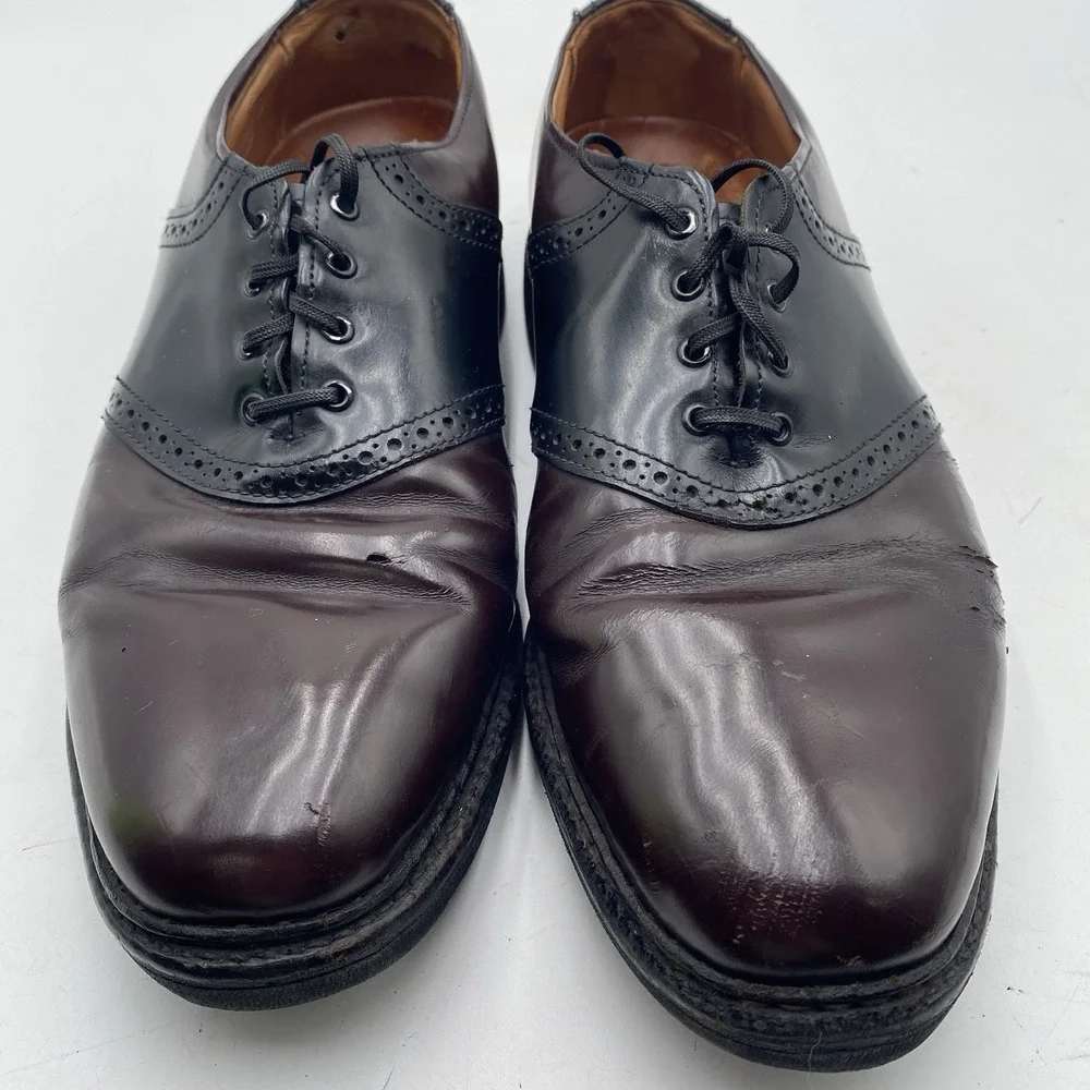 Allen Edmonds Shelton Men's Leather Saddle Oxford Sz 10.5‎ C Black/Burgundy WEAR